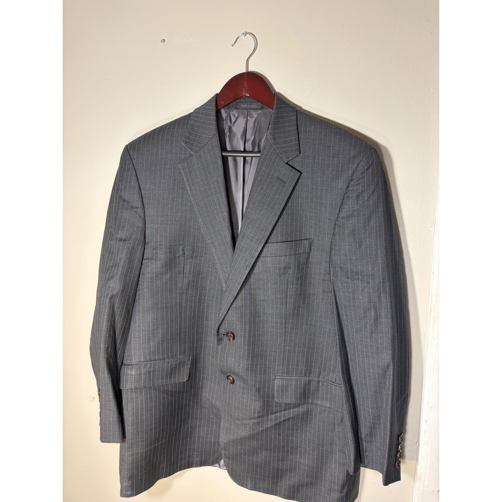 Lauren Ralph Lauren Mens 42R Grey Pinstripe Wool Blend 2 Button Blazer Jacket